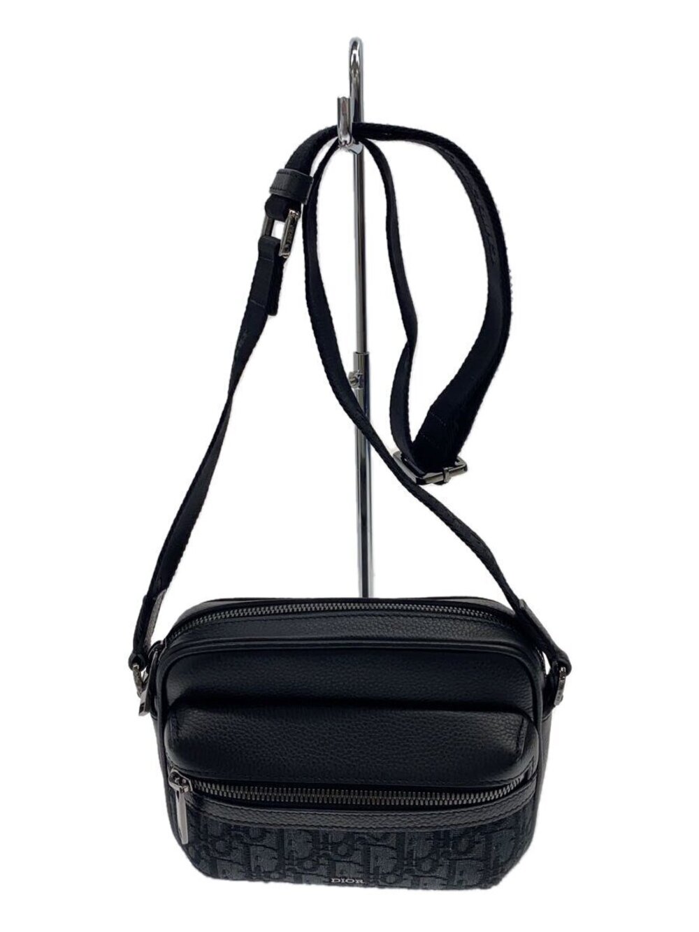 Christian Dior Shoulder Bag Leather Black All over Rider